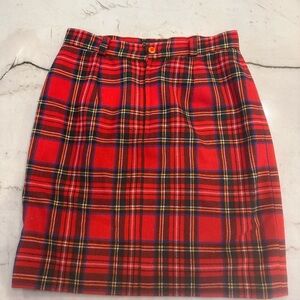 Vintage High Waisted Red Plaid Skirt
